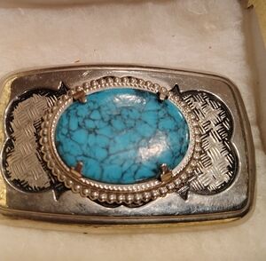 Turquoise Stone Western-Style Belt Buckle